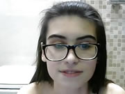 Italian glasses girl masturbates